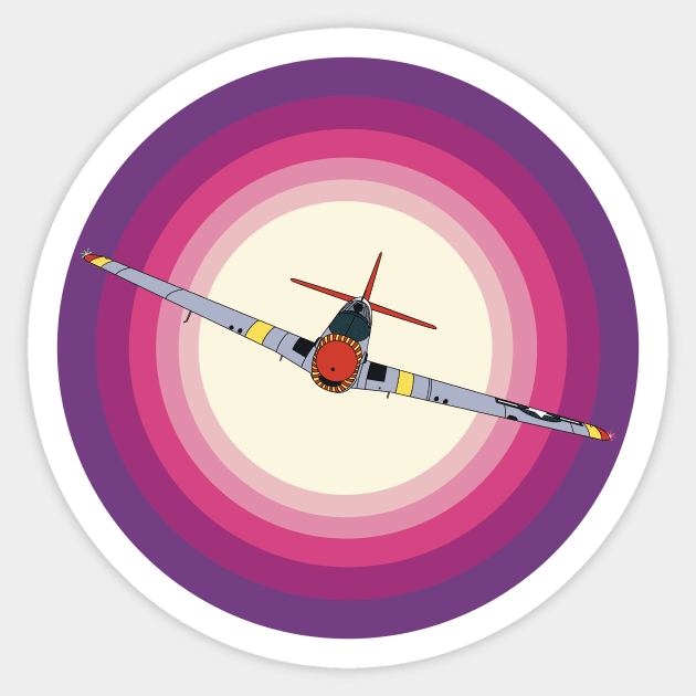 P-51 Mustang Sunrise Sticker by Kassi Skye